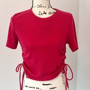 Hot Pink Zara Crop Top With Rouched Sides Size S